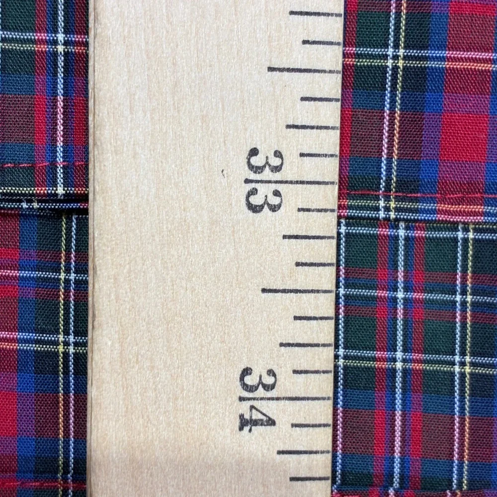 Stafford Performance Super‎ Fitted Dress Shirt Mens 18 Red Multi-colored Plaid